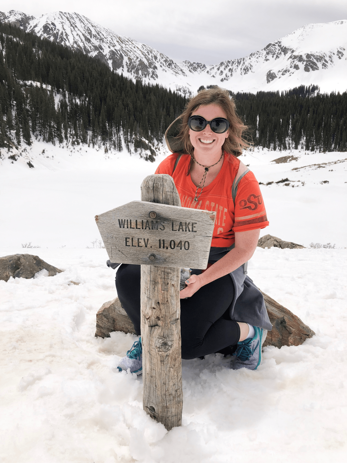 Student posing at top of Williams Lake hike in Taos. Student posing at top of Williams Lake hike in Taos.