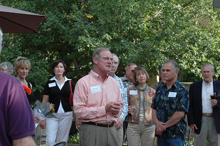 President speaking to a group at the Doel Reed Center